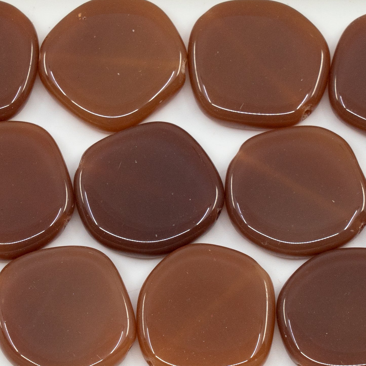 OUTLET 10 grams 8-Edge Flat Beads, 20 x 20 mm, Opal Brown (12000), Glass, Czech Republic