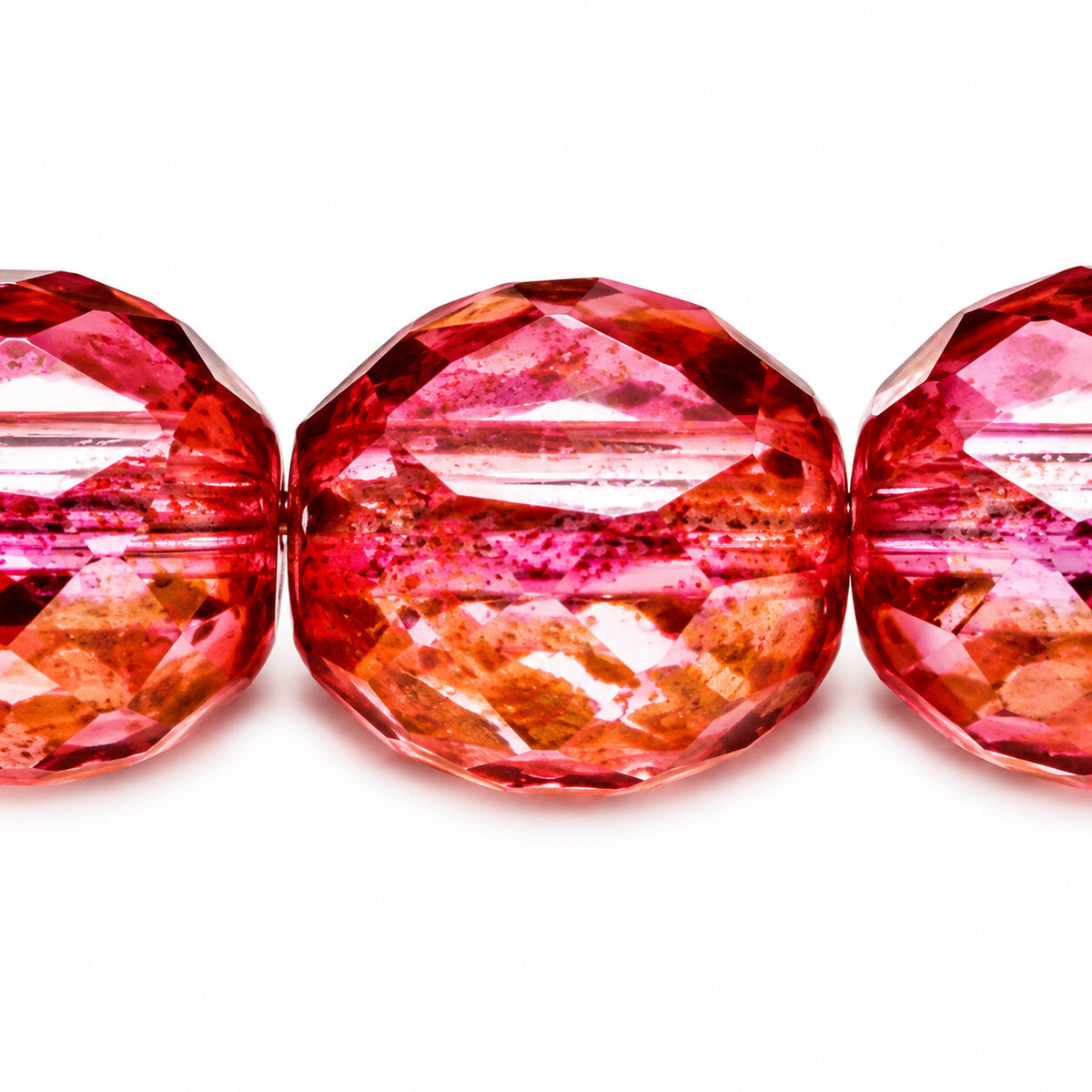 Cut & Faceted Fire Polished Beads, Crystal Luster Red Full Coated (00030-14495), Glass, Czech Republic