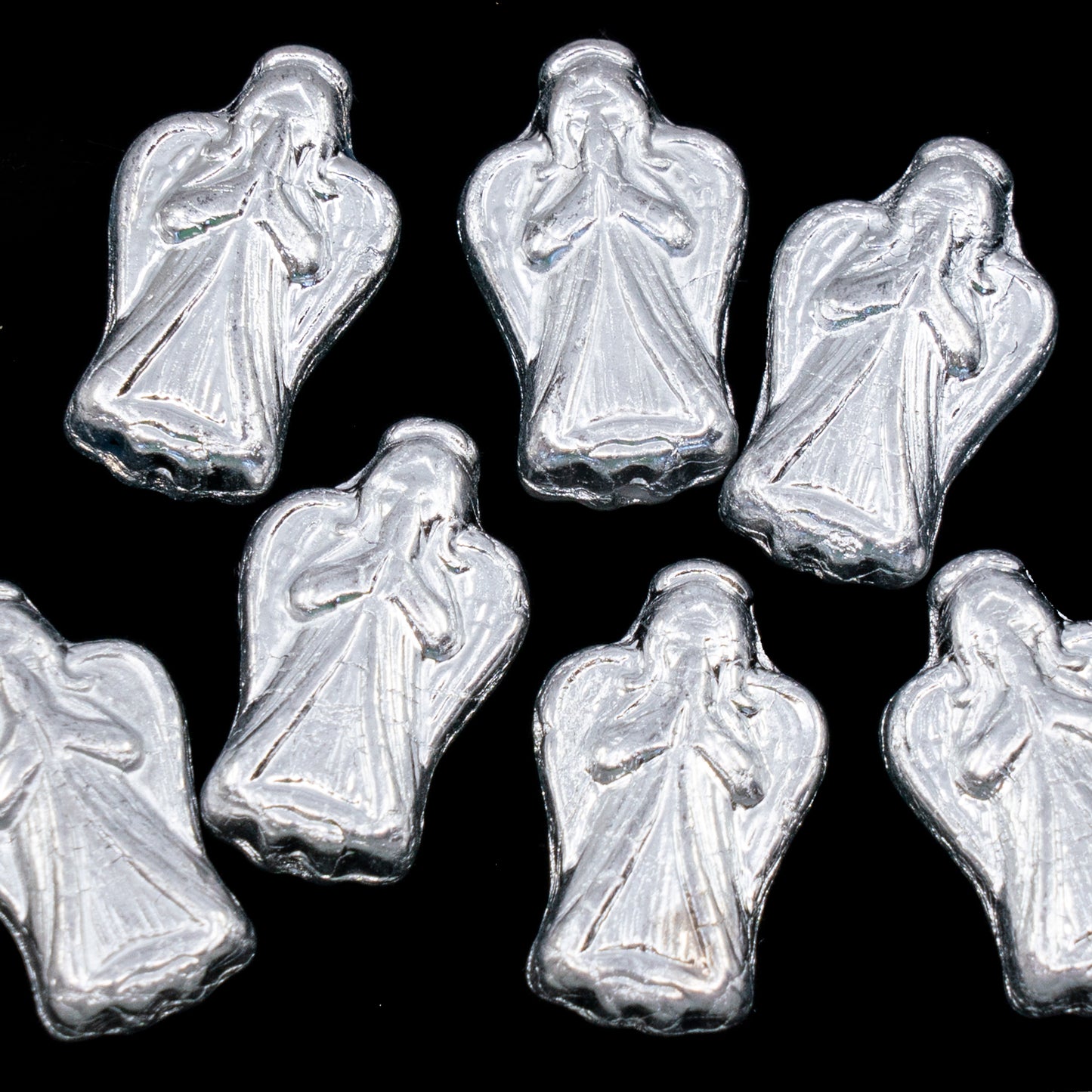 OUTLET 250g/50g Angel Beads, 23 x 13 mm, White Silver 2X Labrador (02010-27000), Glass, Czech Republic