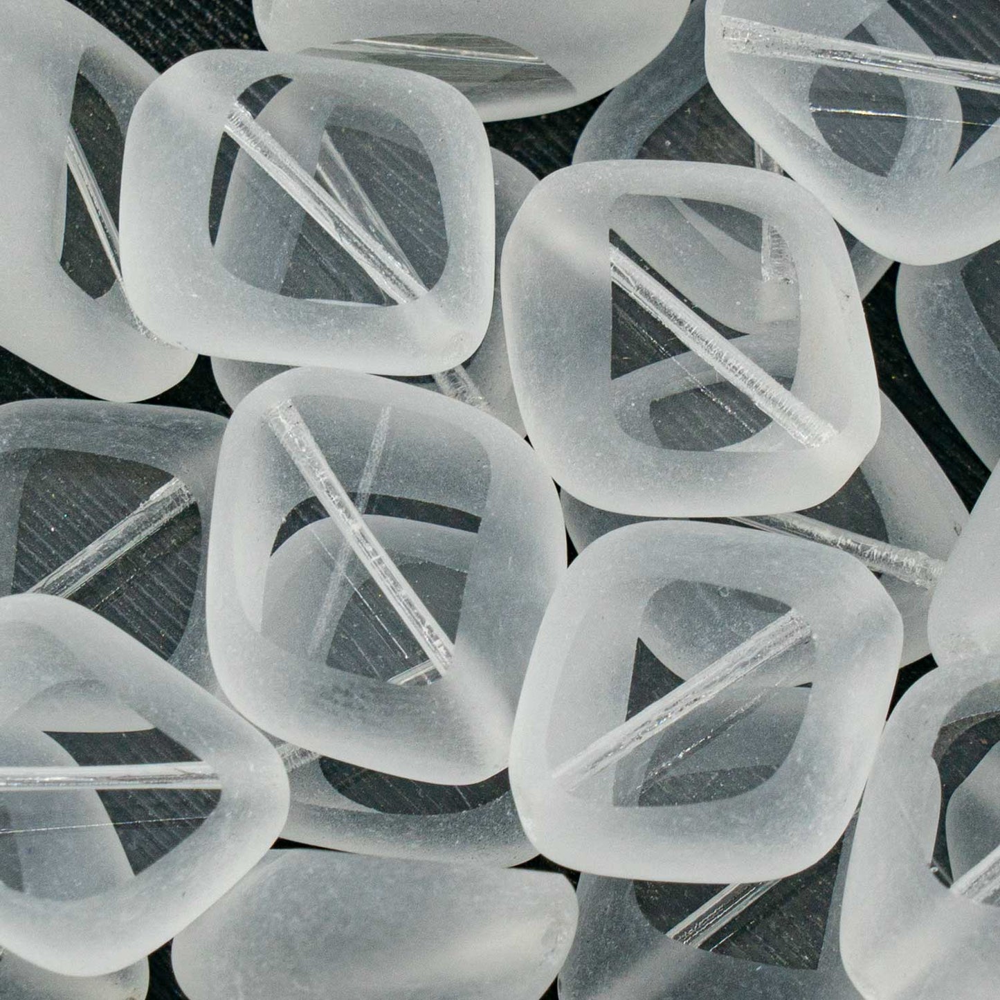 OUTLET 250g Table Cut Stone-Like Beads, 24 x 20 mm, Crystal Matte (00030-81800), Glass, Czech Republic