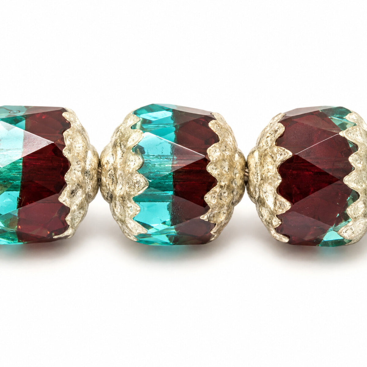 Cathedral Faceted Fire Polished Beads, X1015 Antique Silver Patina (x1015-81002), Glass, Czech Republic