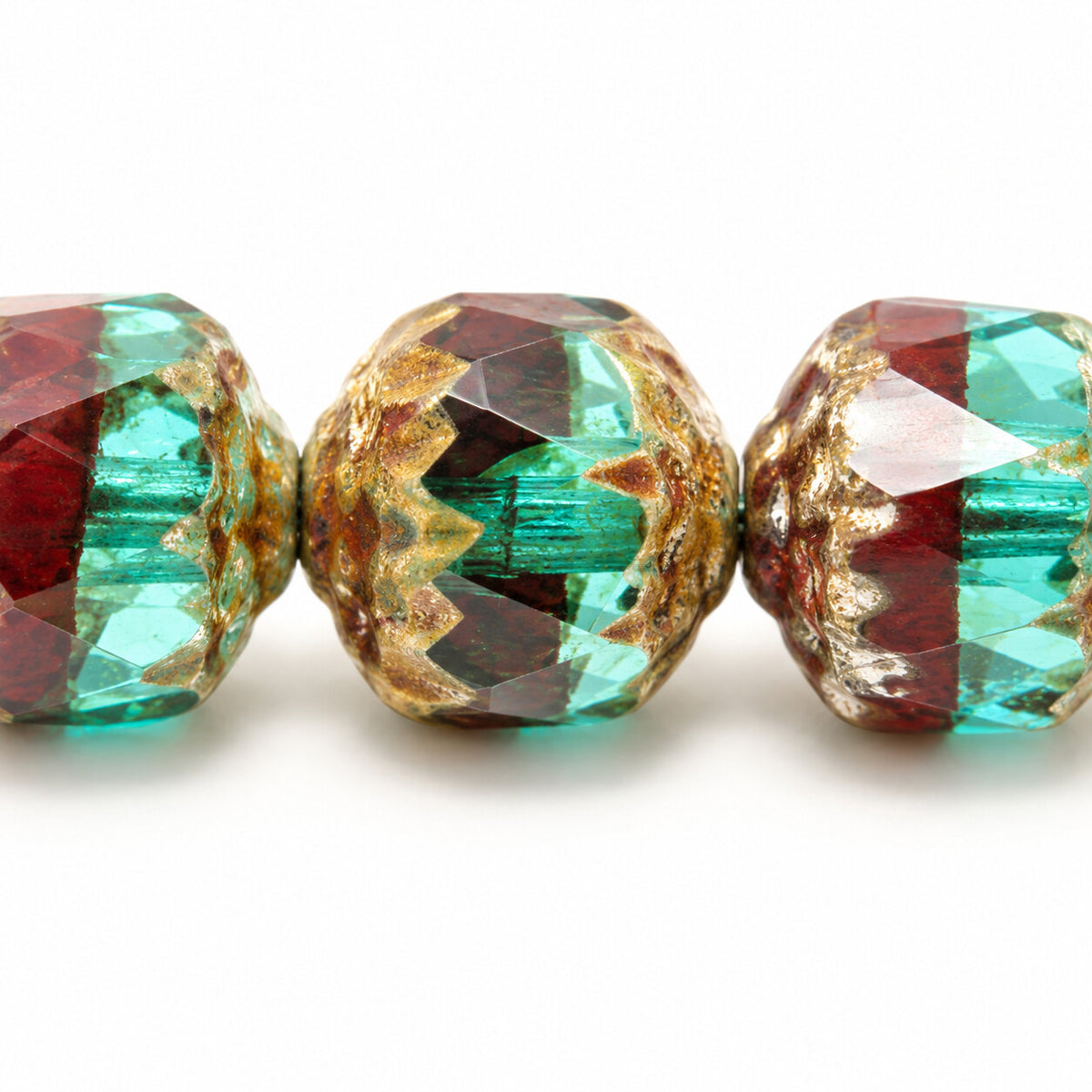 Cathedral Faceted Fire Polished Beads, X1015 Picasso (x1015-43400), Glass, Czech Republic