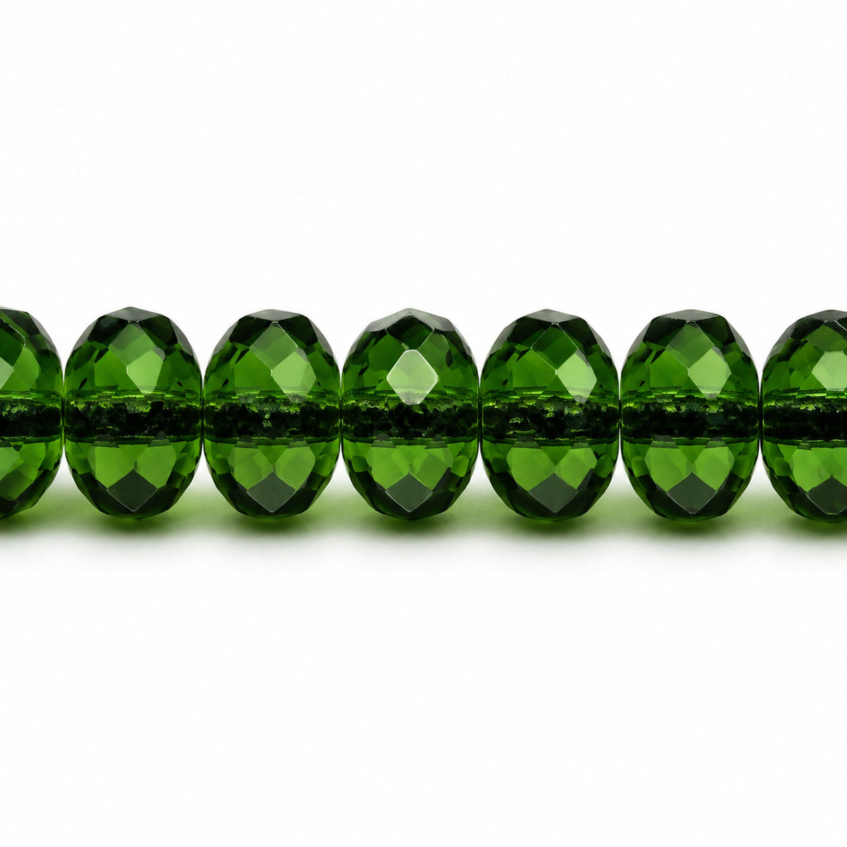 Special Cut Faceted Fire Polished Beads, Transparent Green (50250), Glass, Czech Republic