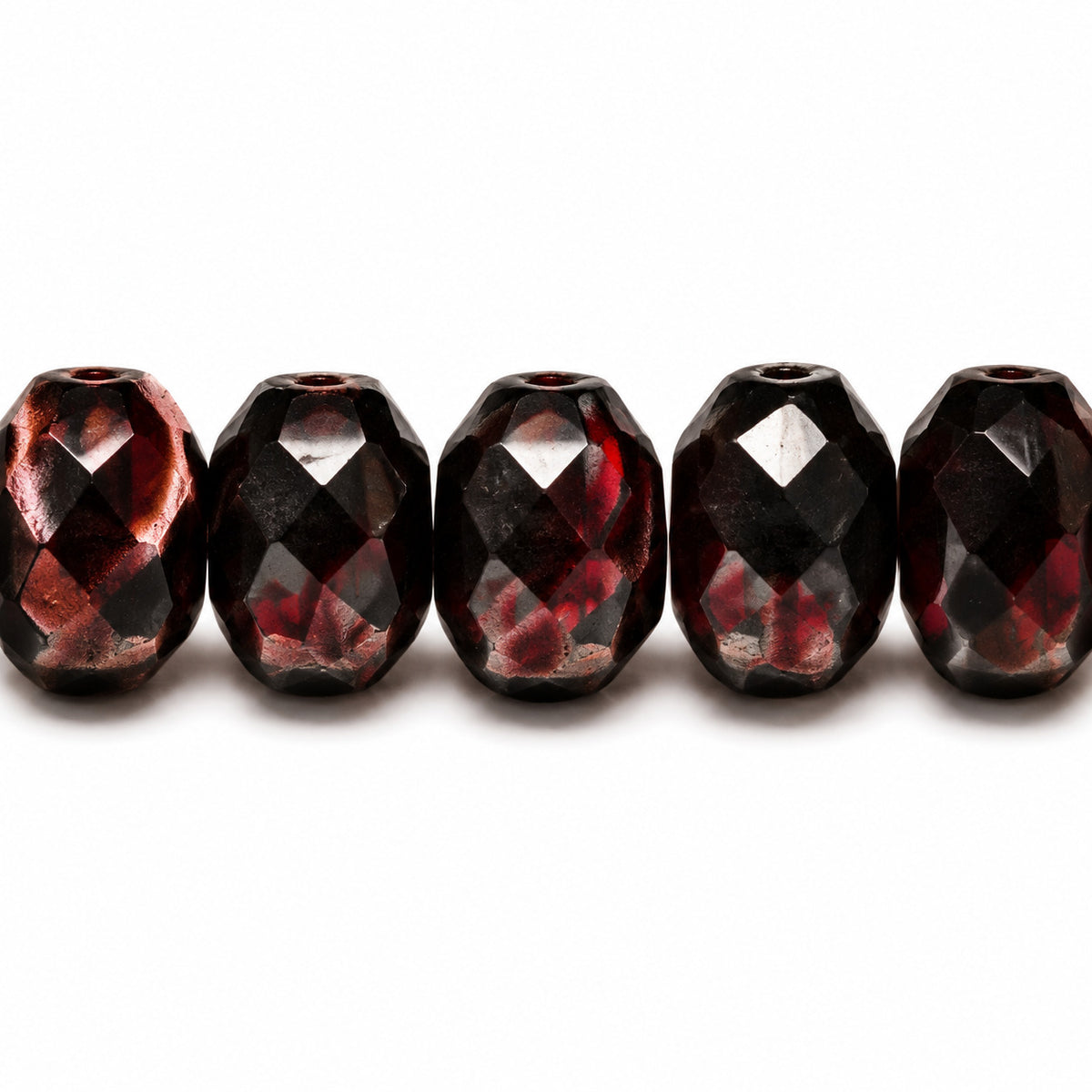 Special Cut Faceted Fire Polished Beads, Striped Dark Red (26907), Glass, Czech Republic