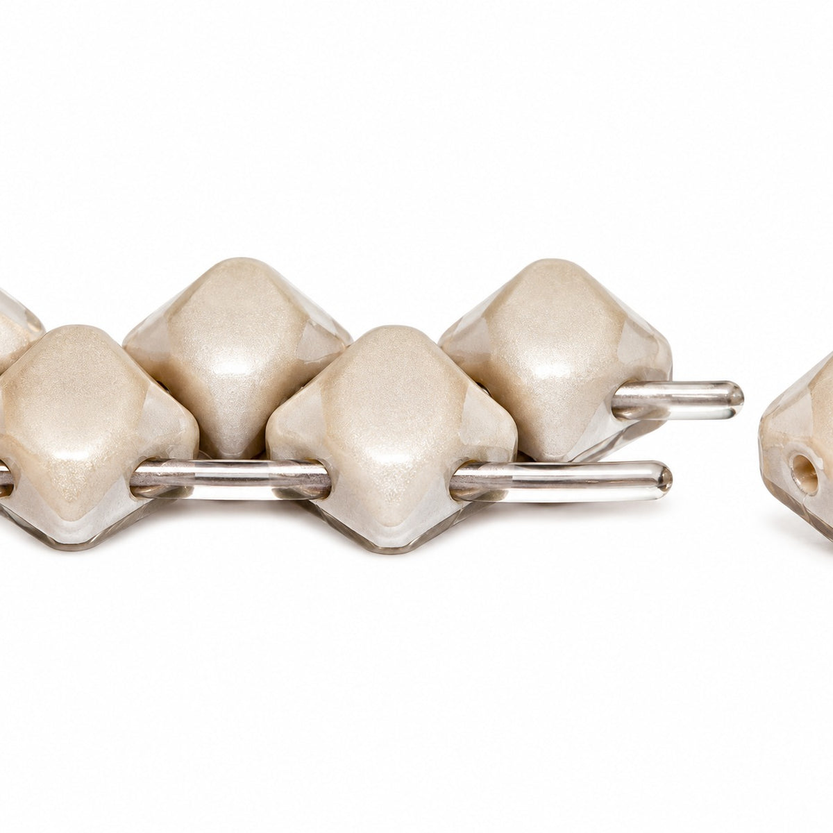 Silky 2-Hole Square Beads, Opaque Gray (43010), Glass, Czech Republic