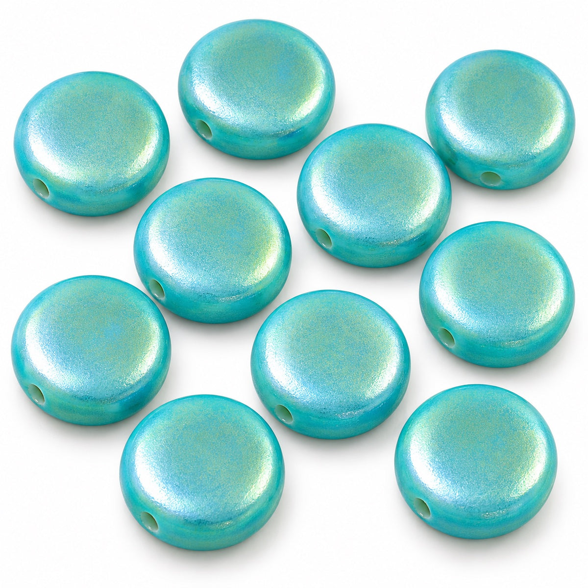 Flat Round Coin Beads, Chalk White 28705 (03000-28705), Glass, Czech Republic