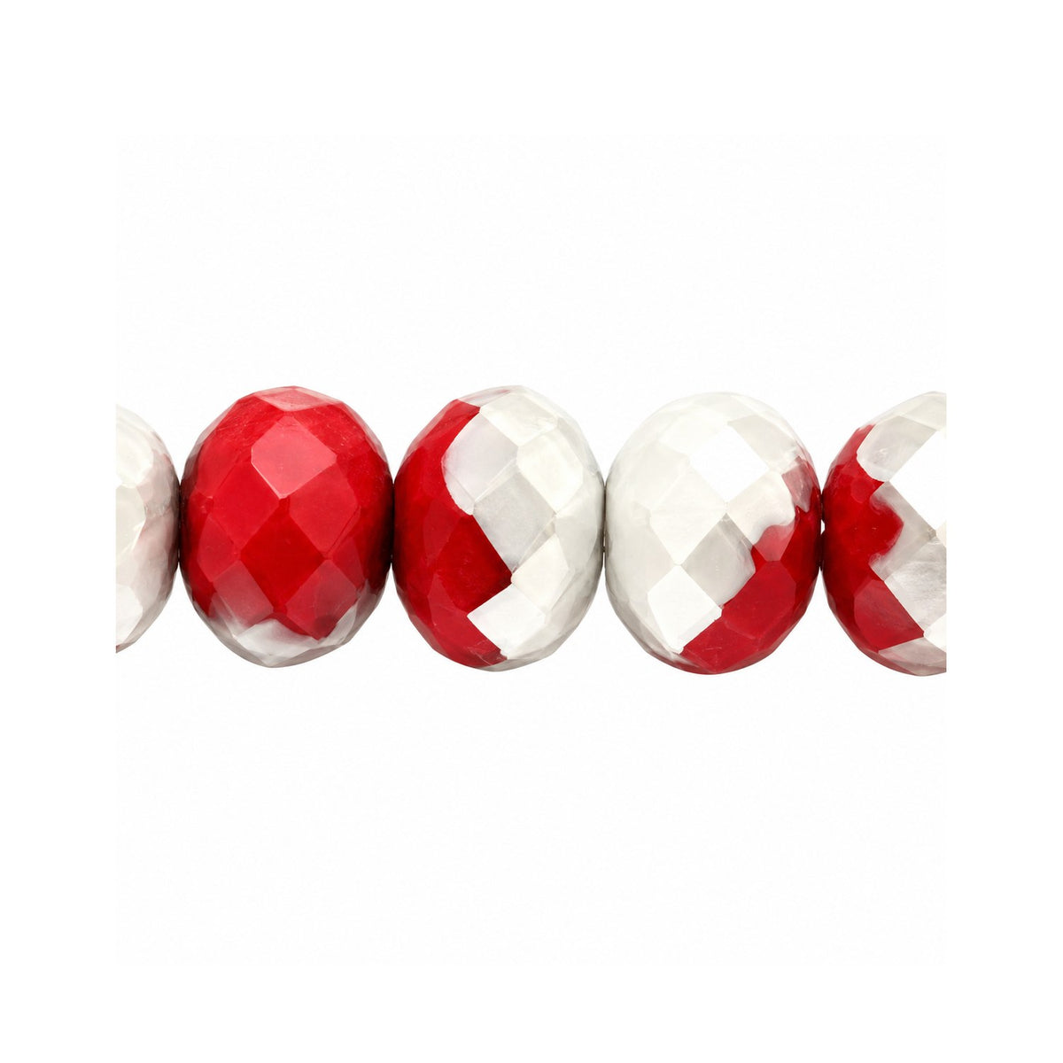 Special Cut Faceted Fire Polished Beads, Opaque Red Matte Crystal Silver Half Coating (93210-84110-27001), Glass, Czech Republic