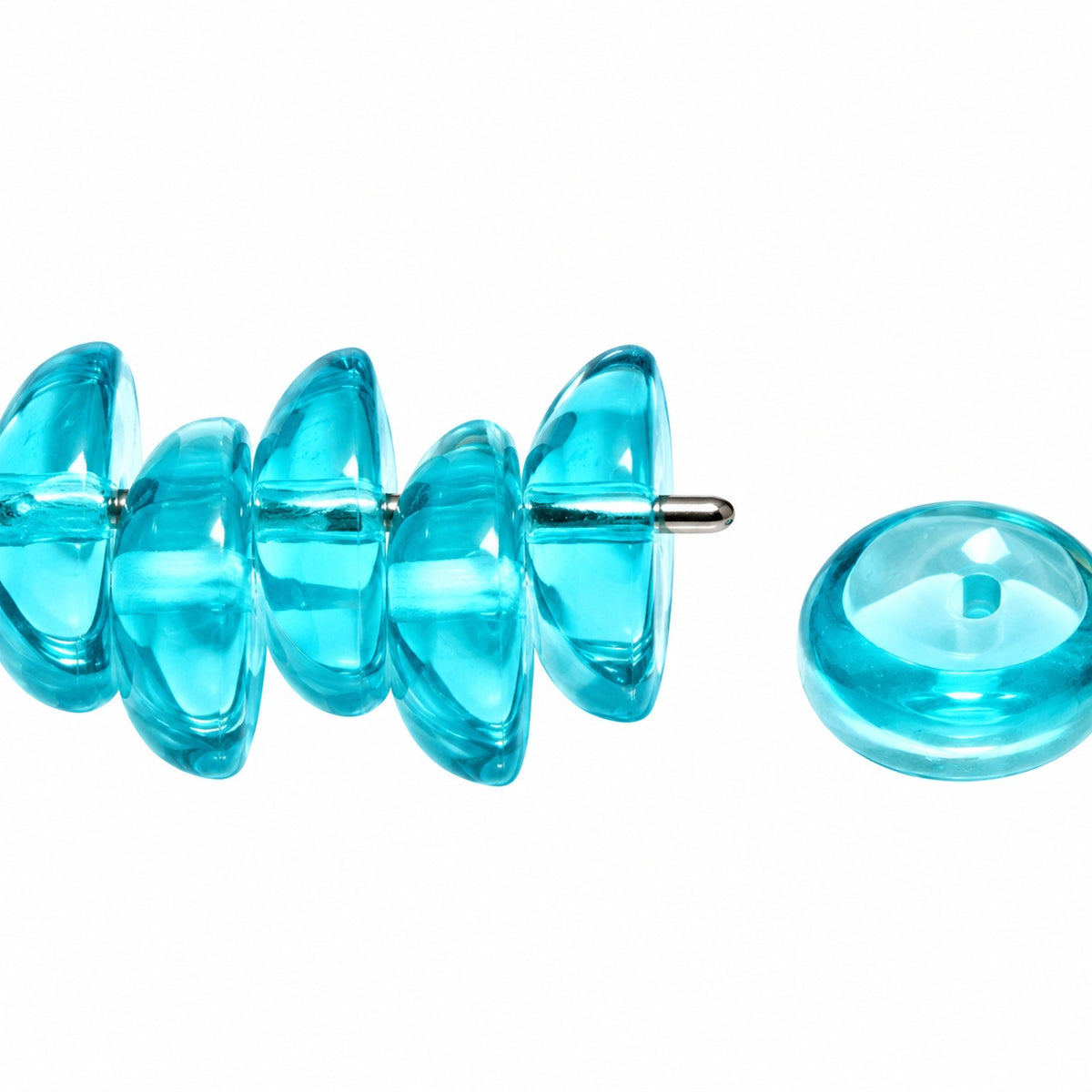 Piggy Beads, Transparent Aqua (60110), Glass, Czech Republic