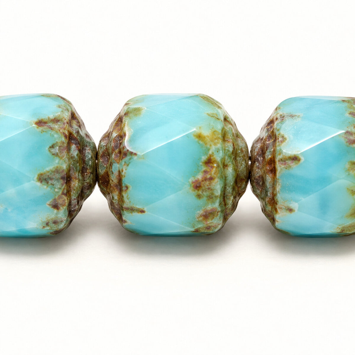 Cathedral Faceted Fire Polished Beads, Blue Stain Strong (63020-86805), Glass, Czech Republic
