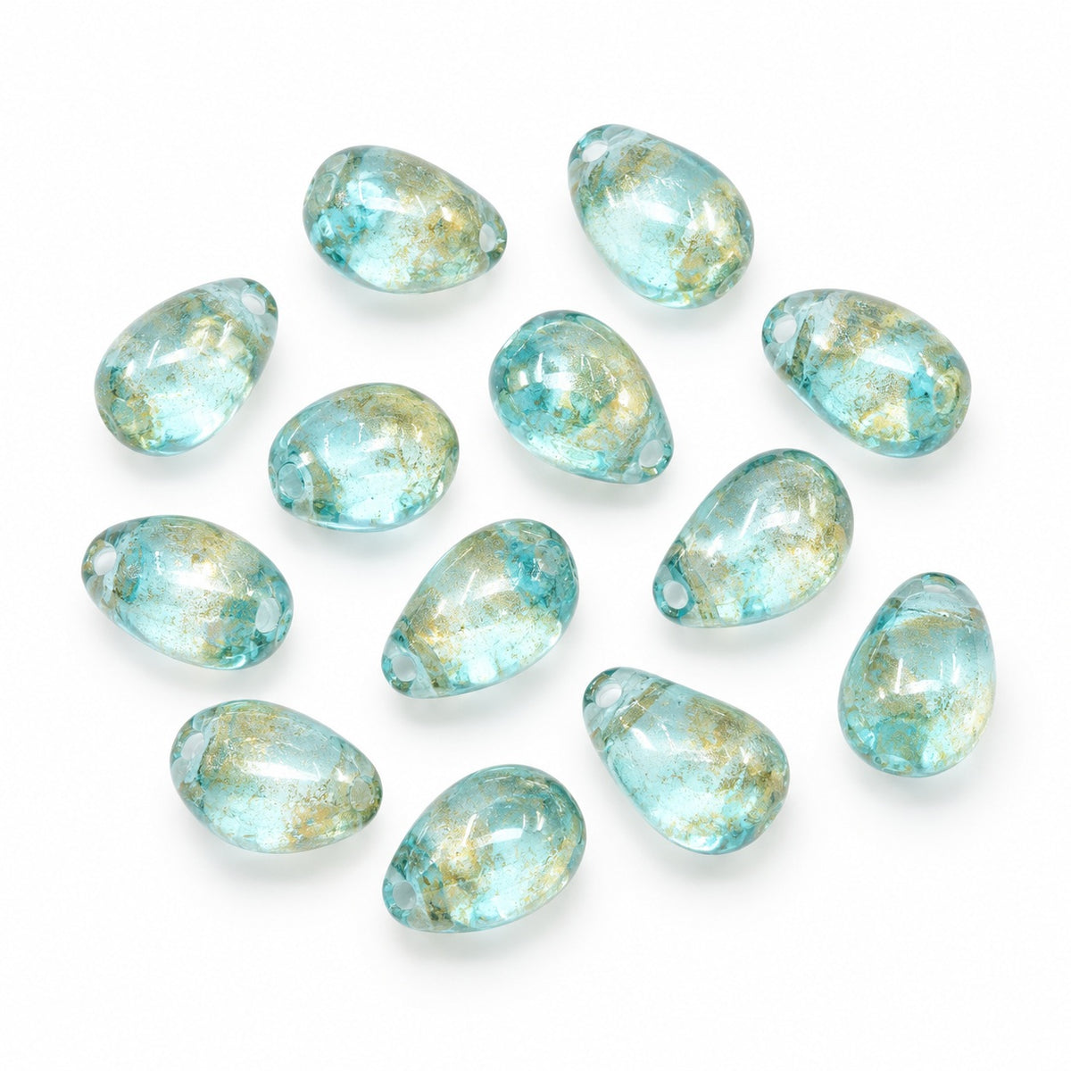 Drop Beads, Transparent Aqua 47901 (60020-47901), Glass, Czech Republic