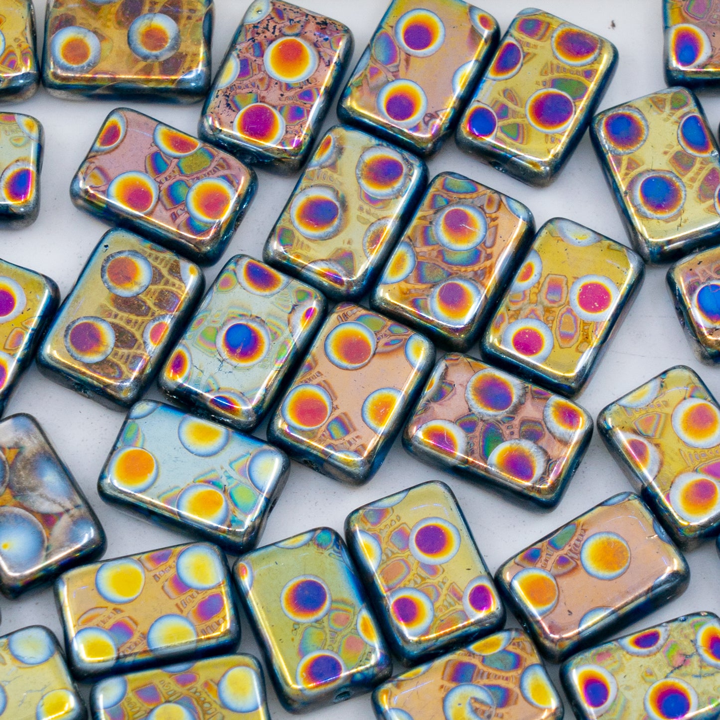 OUTLET 250g/50g Flat Rectangle Beads, 12 x 8 mm, Batika Mixed Colors 213 (BATIKA-MIX-213), Glass, Czech Republic