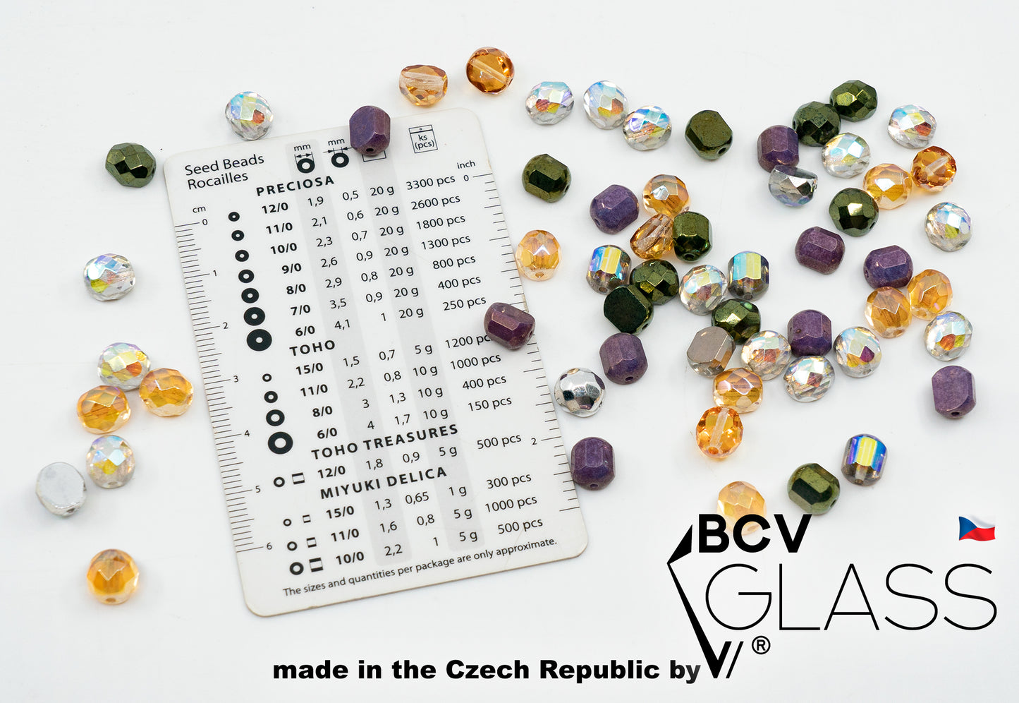 出口 10 克刻面圆形火抛光珠,8 x 8 毫米,半切割混合颜色大(半切割混合大),玻璃,捷克共和国