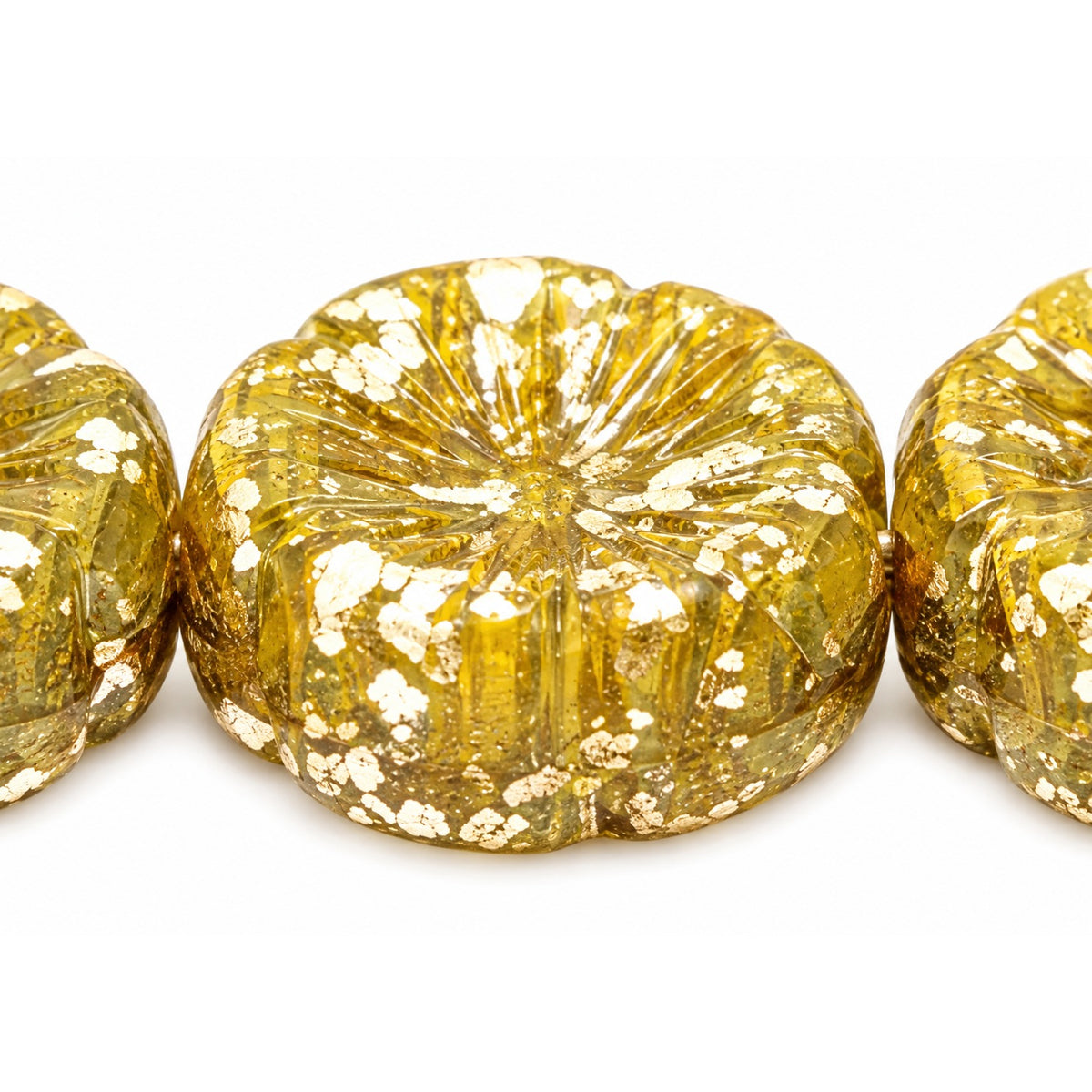 Hawaii Pressed Beads, X2677 Gold Splash (x2677-94401), Glass, Czech Republic