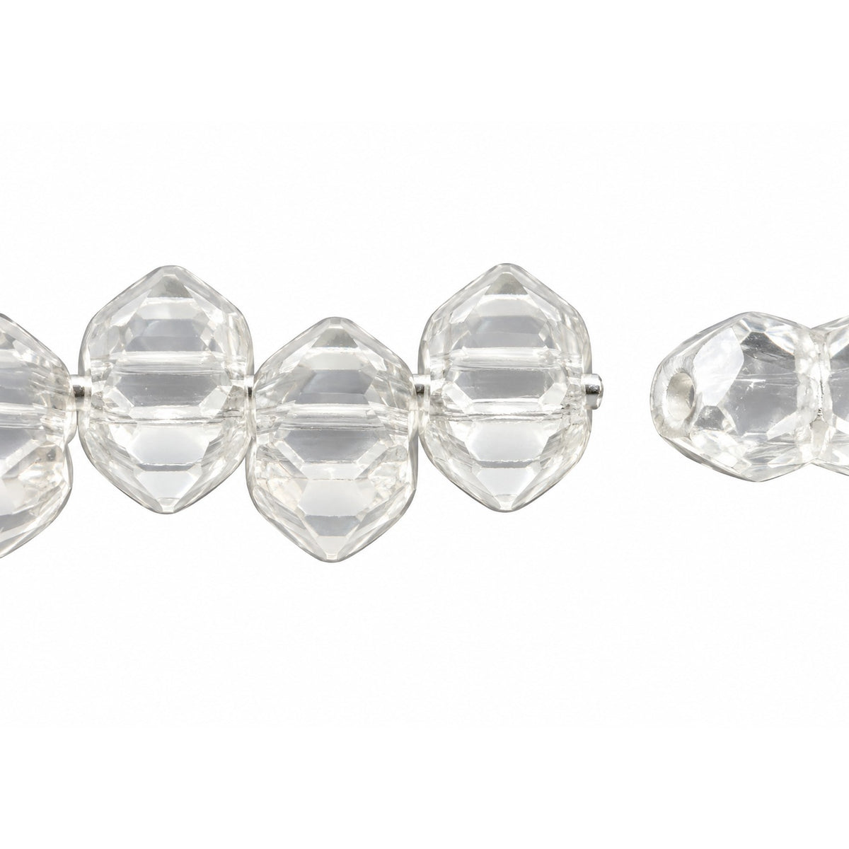 3-Hole Pressed Beads, Crystal (30), Glass, Czech Republic