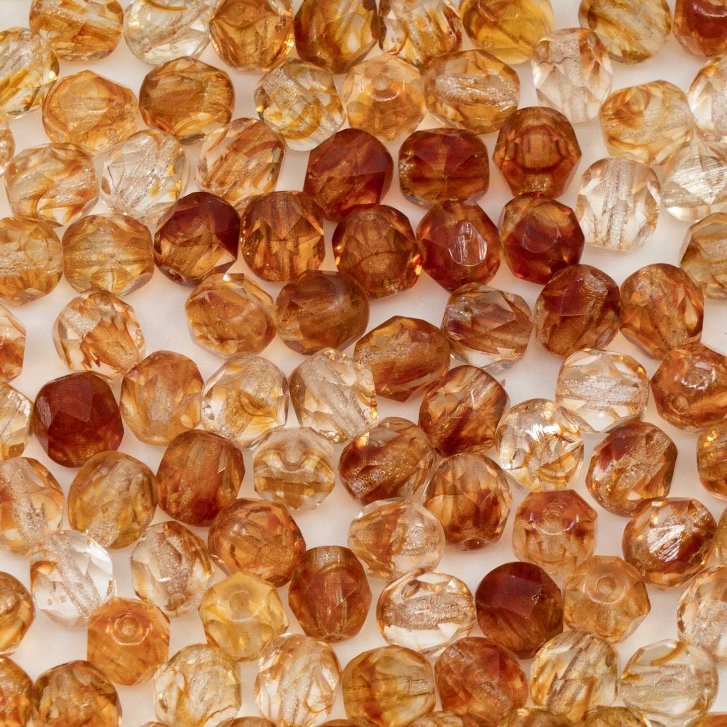 アウトレット ファセットラウンドファイアポリッシュビーズ、6 x 6 mm、オレンジレッドクリスタル(オレンジレッドクリスタル)、ガラス、チェコ共和国