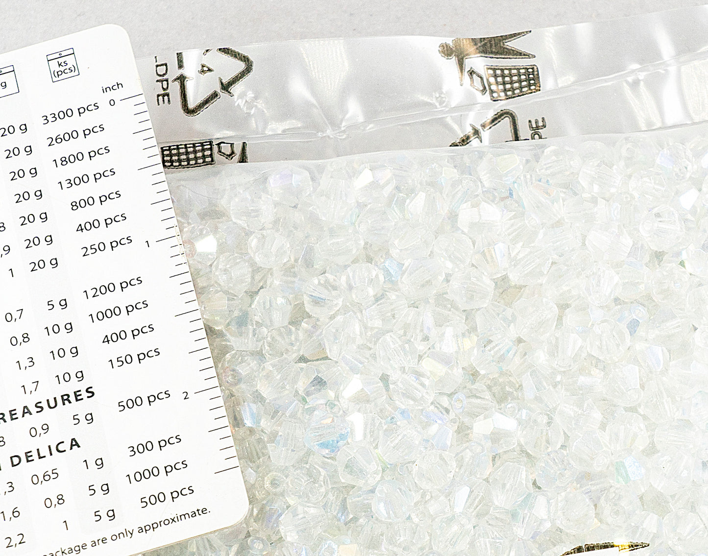 アウトレット 250g バイコーン ファセット ファイアポリッシュ ビーズ バイコーン、6 x 6 mm、クリスタル Ab (00030-28701)、ガラス、チェコ共和国