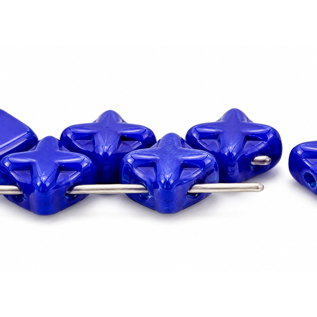 Cross Diagonal Square Beads, Opaque Blue (33050), Glass, Czech Republic