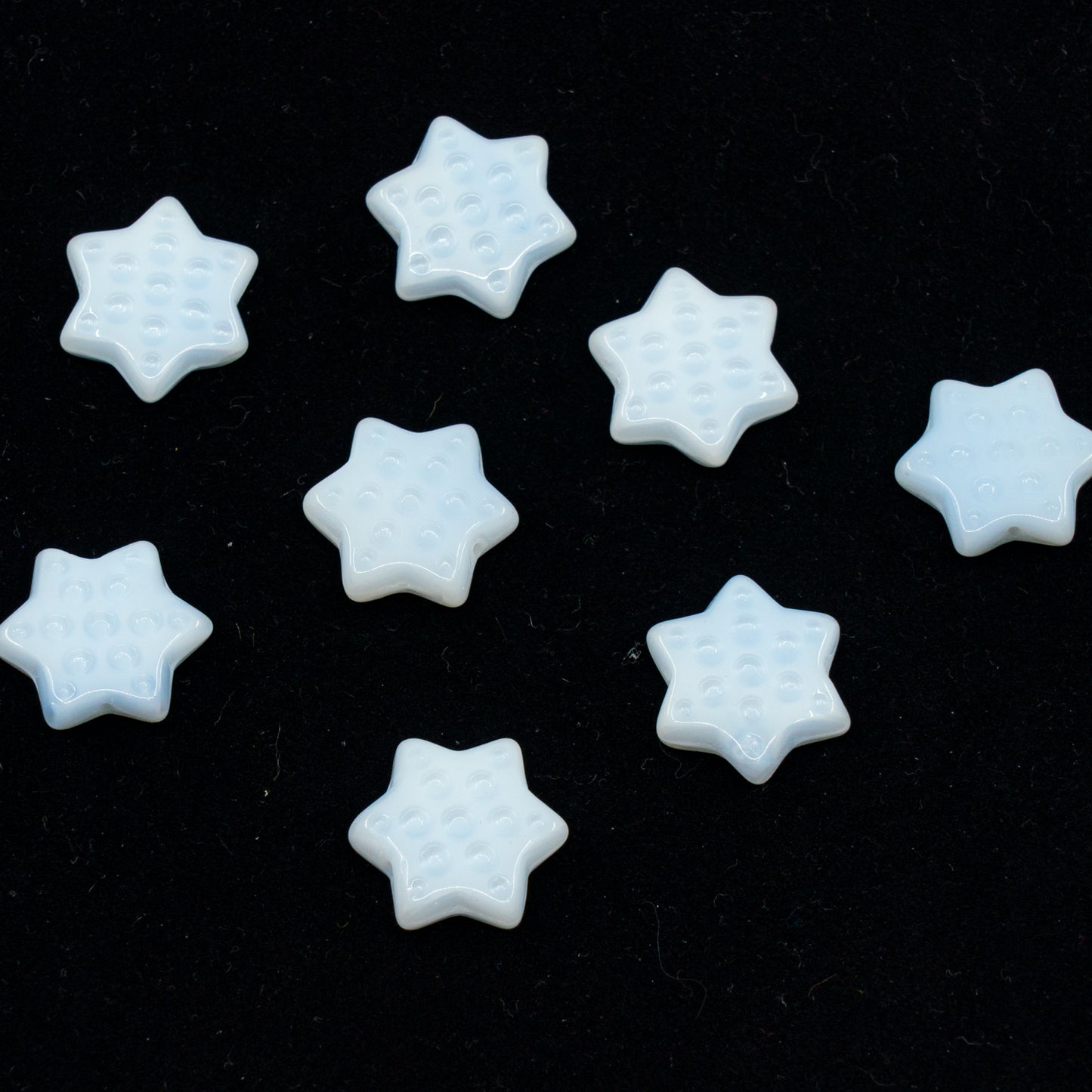 OUTLET 10 grams Pressed Beads Star With Dot, 16 x 16 mm, Silky Blue 2 (64010-2), Glass, Czech Republic