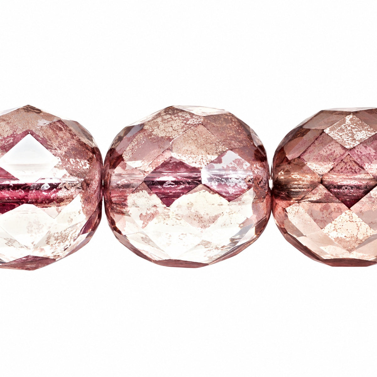 Faceted Round Fire Polished Beads, Transparent Light Amethyst Hematite (20040-14400), Glass, Czech Republic