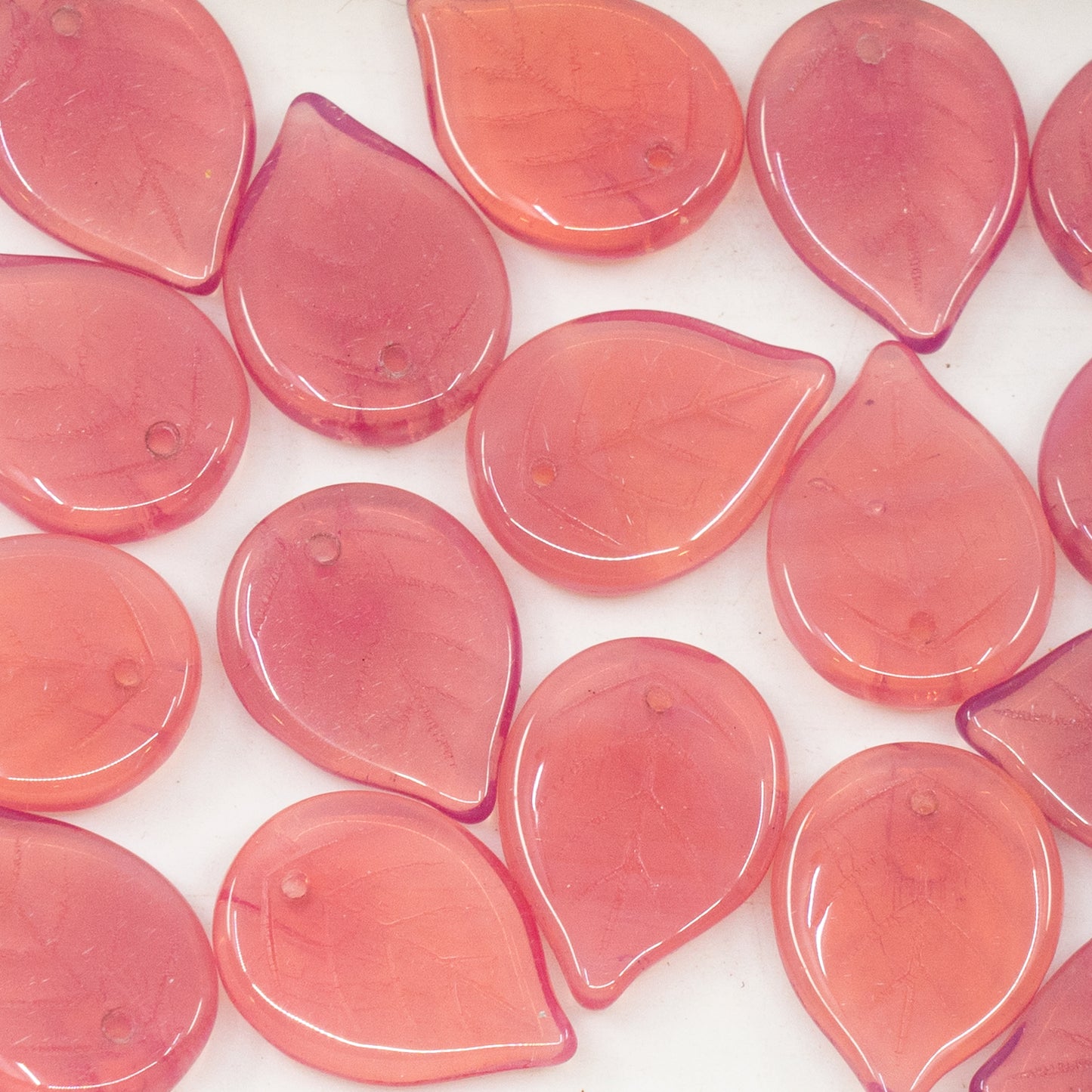 奥特莱斯 10克苹果叶珠,18 x 13毫米,蛋白石粉色(71010),玻璃,捷克共和国
