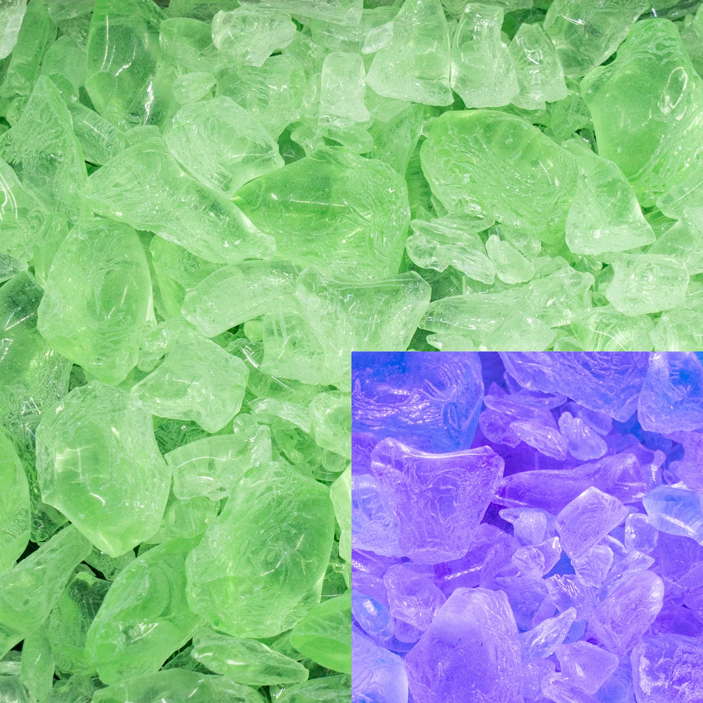OUTLET 50 grams Glass Crumbs, size mix, Transparent Green (), Glass, Czech Republic