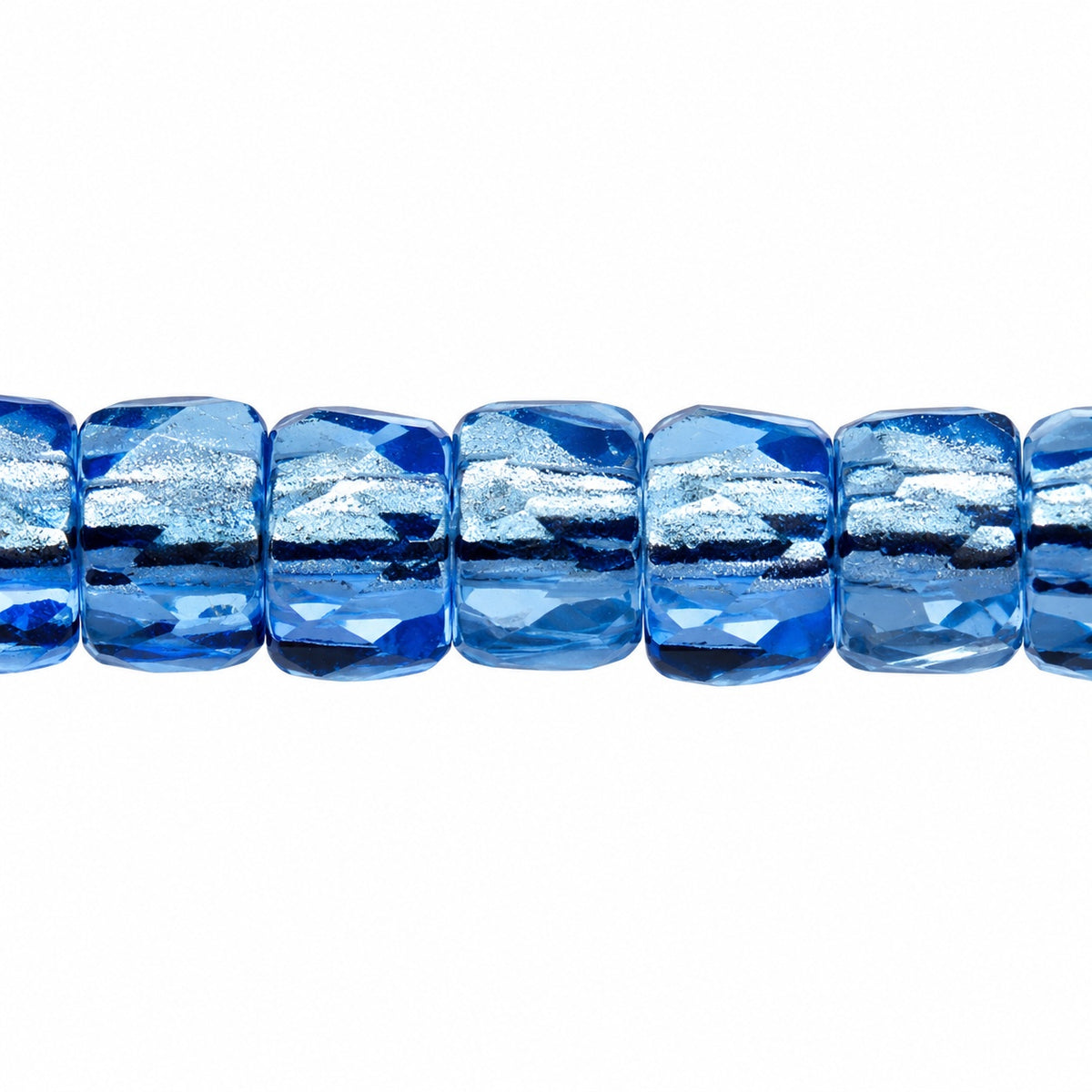 Faceted Oval Beads Special Cut, Transparent Blue (30020), Glass, Czech Republic