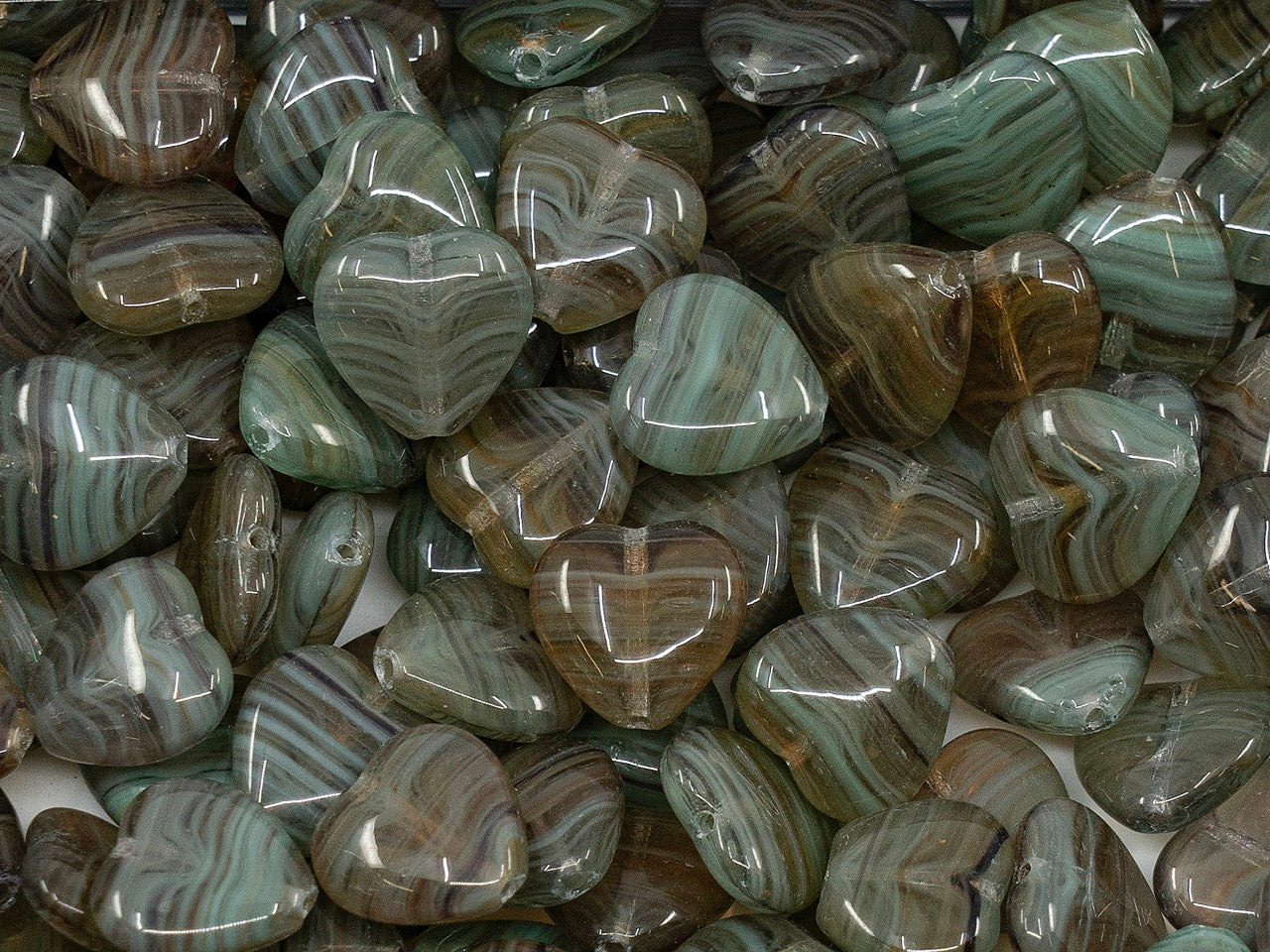 OUTLET 心形珠子,10 毫米,玻璃,捷克共和国