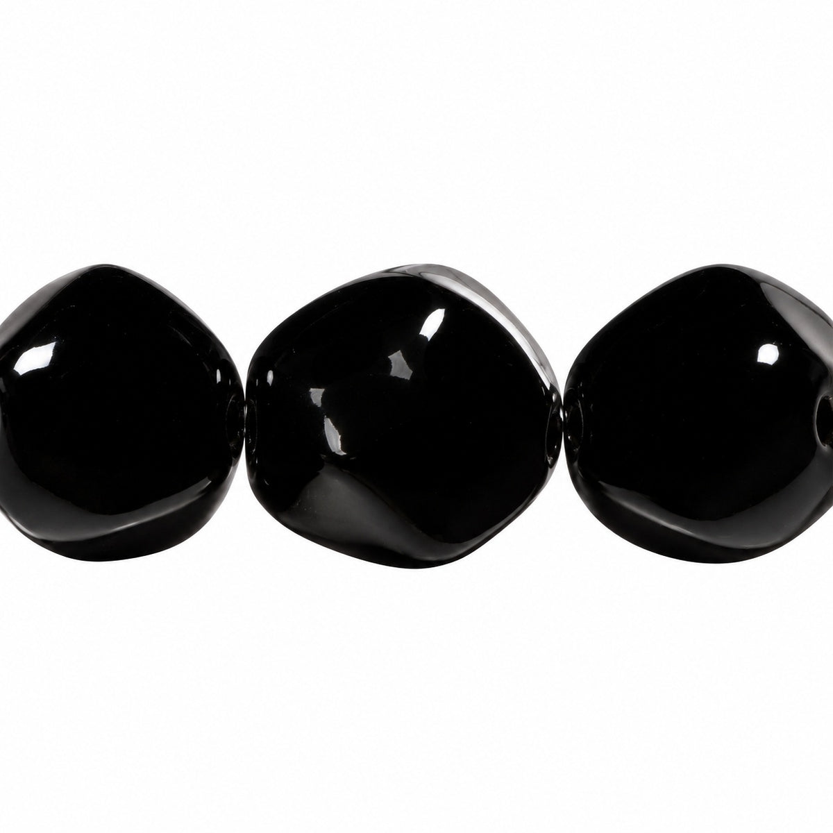 Pressed Beads, Black (23980), Glass, Czech Republic