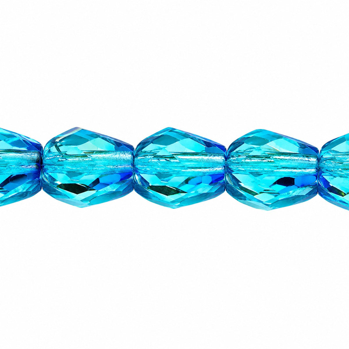 Faceted Fire Polished Beads Special Cut, Transparent Aqua (60010), Glass, Czech Republic
