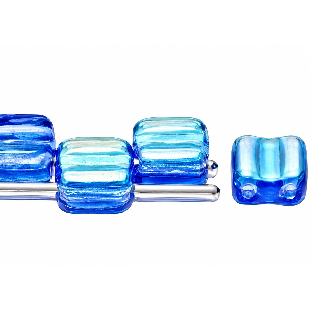 Silky 2-Hole Square Beads, Cobalt Ab (30050-28701), Glass, Czech Republic
