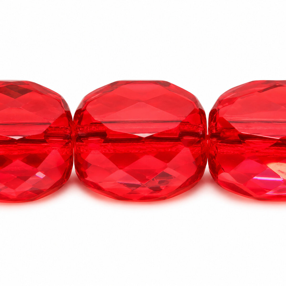 Faceted Special Cut Beads, Transparent Red (90090), Glass, Czech Republic