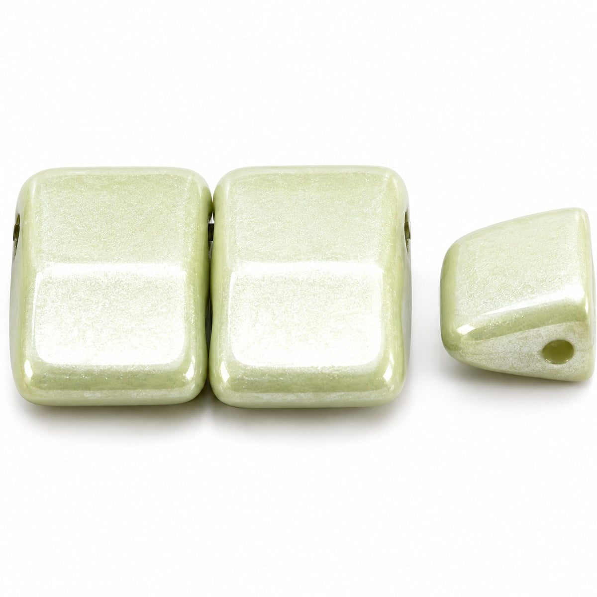 Carrier Beads, White Luster Green Full Coated (02010-14457), Glass, Czech Republic