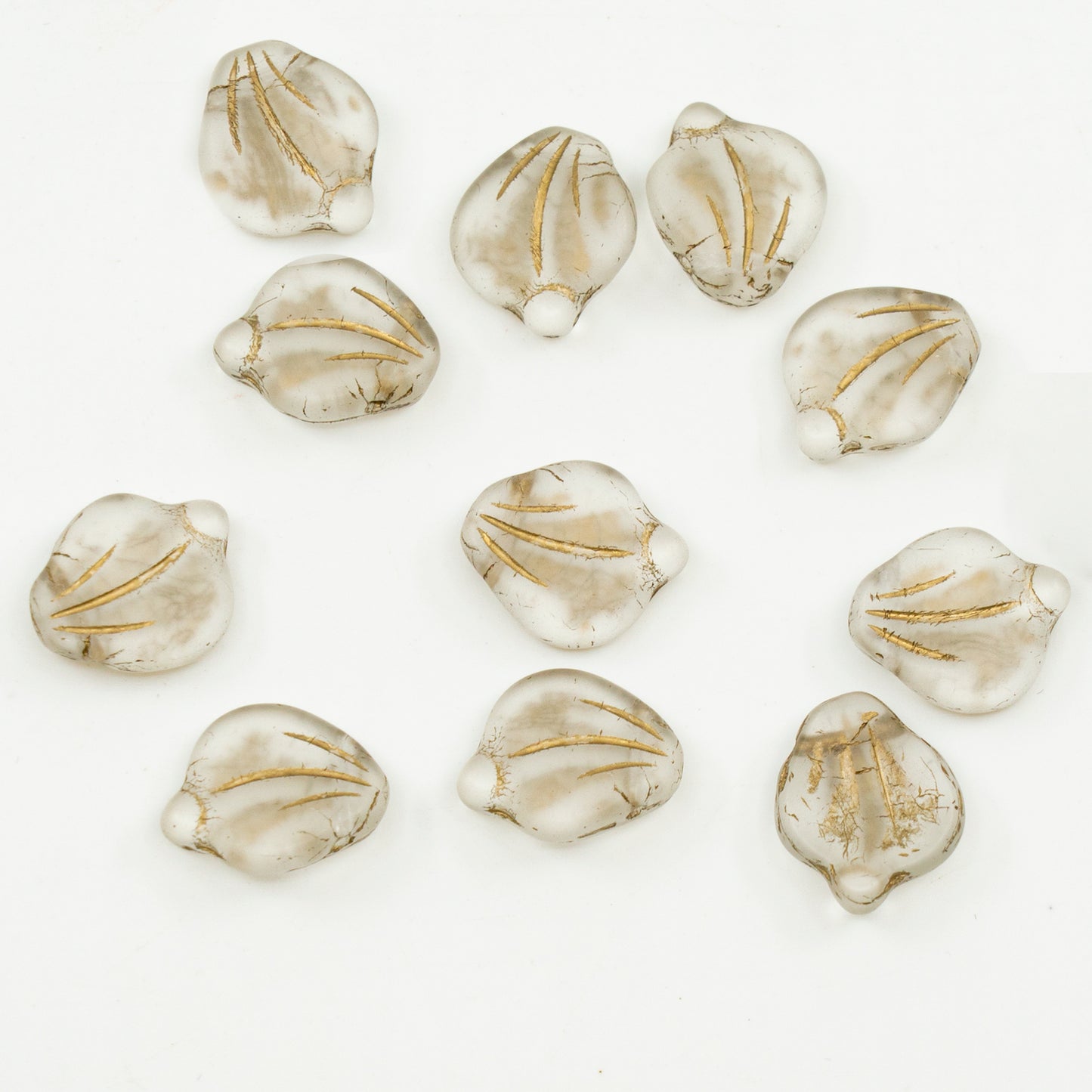 奥特莱斯 10克牡丹花瓣珠,12 x 15毫米,水晶哑光金衬里(00030-84100-54302),玻璃,捷克共和国