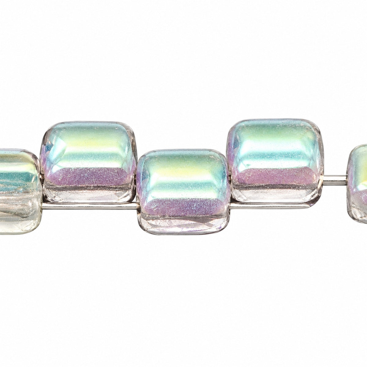 2-Hole Square Beads, Crystal Ab (00030-28701), Glass, Czech Republic