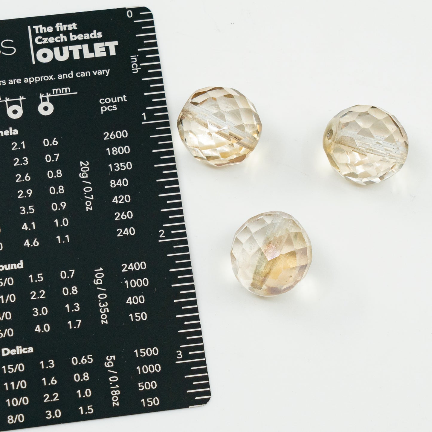 OUTLET 250g Faceted Round Fire Polished Beads, 16 x 16 mm, Crystal Amber (00030-22901), Glass, Czech Republic