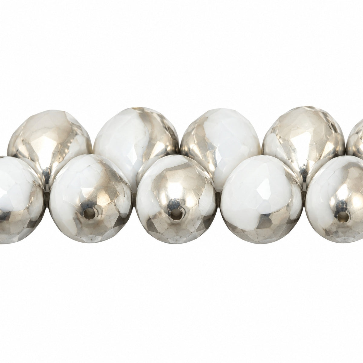 Drop Beads, White Crystal Silver Half Coating (02010-27001), Glass, Czech Republic