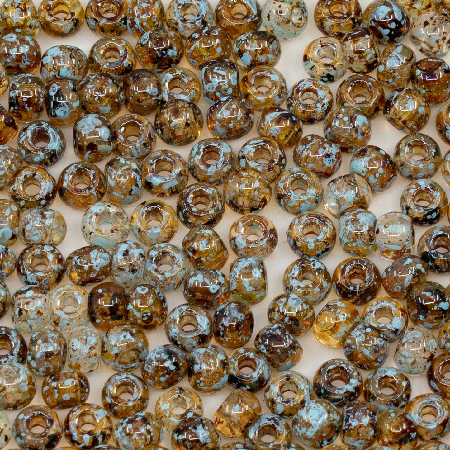 OUTLET 250g/50g Large Hole Pony Beads, 4 x 5.5 mm, Crystal Travertin 94308 (00030-86800-94308), Glass, Czech Republic