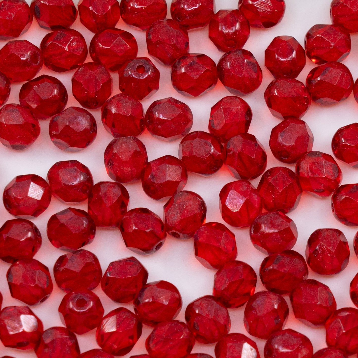 OUTLET 250g/50g Faceted Round Fire Polished Beads, 6 x 6 mm, Ruby Red Luster Blue Full Coated (90080-14464), Glass, Czech Republic