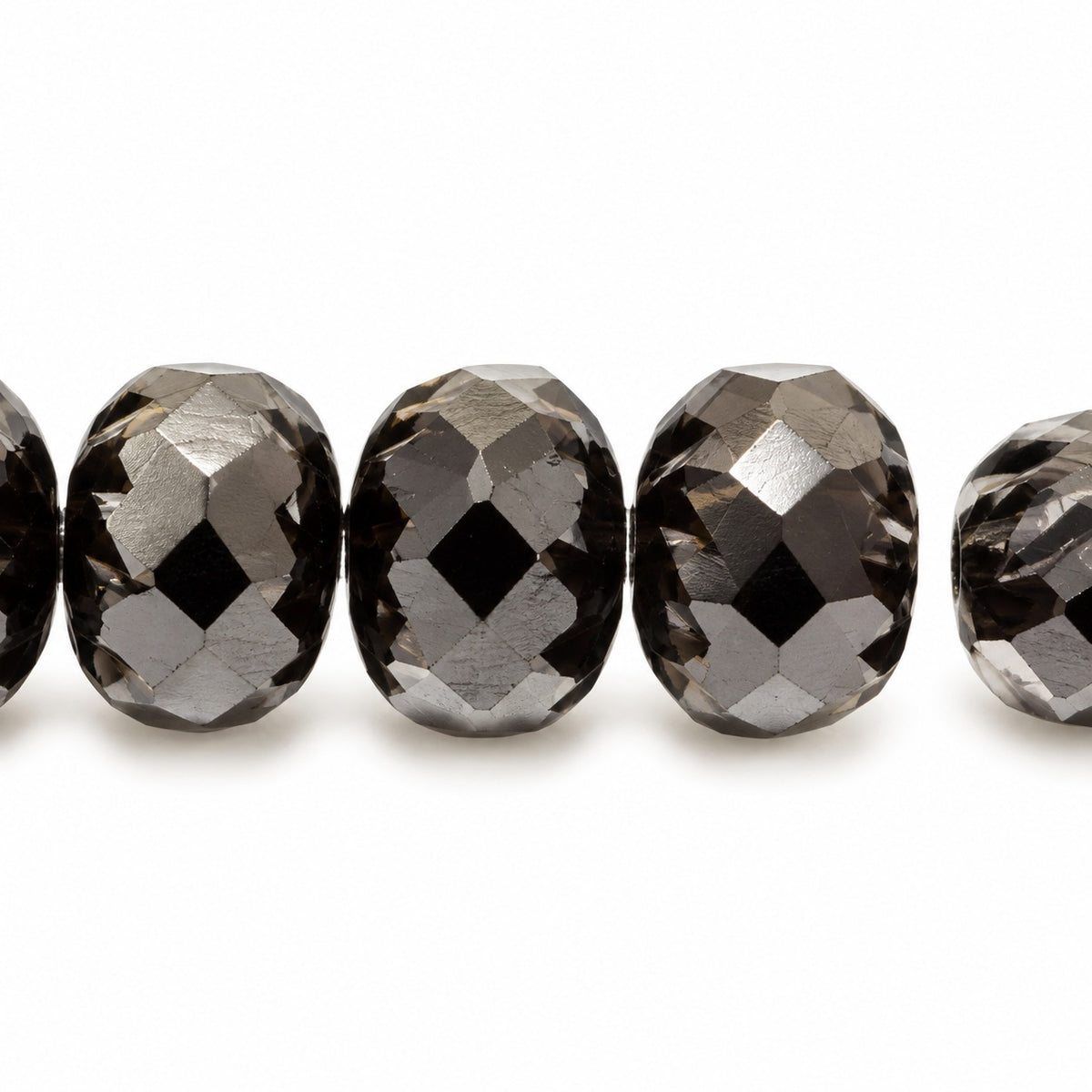 Spiral Rondelle Faceted Fire Polish Beads, Black (23980), Glass, Czech Republic