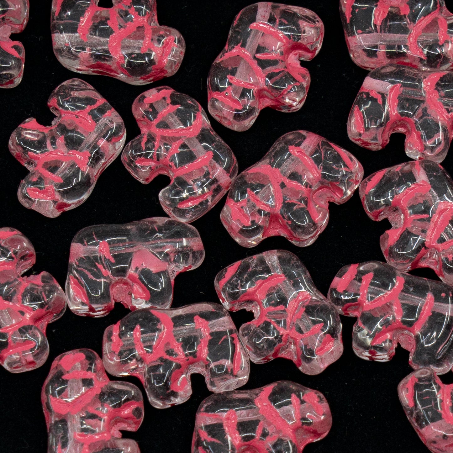 OUTLET 250g/50g Small Elephant Beads, 15 x 11 mm, Crystal Pink Lined (00030-54321), Glass, Czech Republic