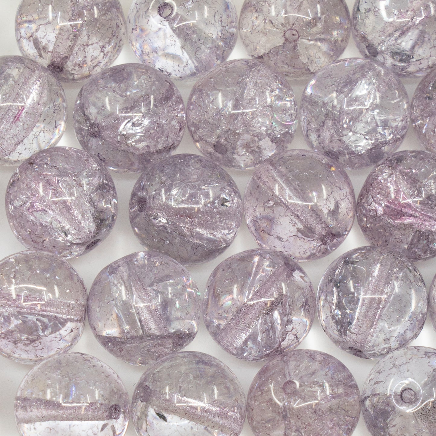 OUTLET 250g Round Druck Beads, 12 x 12 mm, Crystal Cracked Luster Lila (00030-85500-14494), Glass, Czech Republic