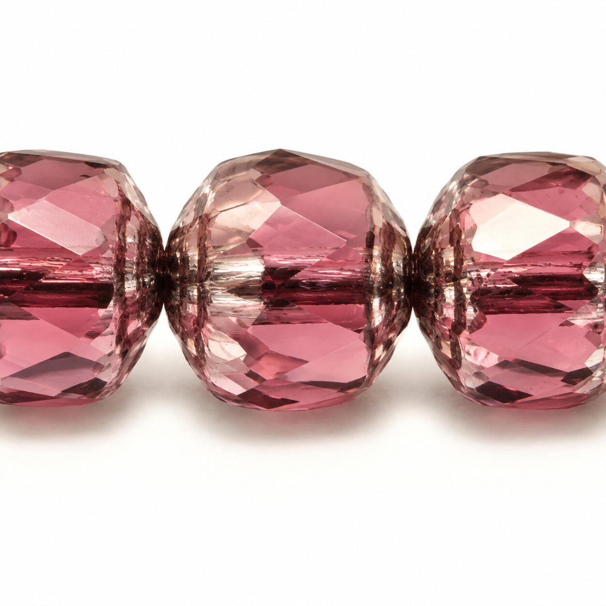 Cathedral Faceted Fire Polished Beads, Transparent Light Amethyst Platin (20050-13702), Glass, Czech Republic