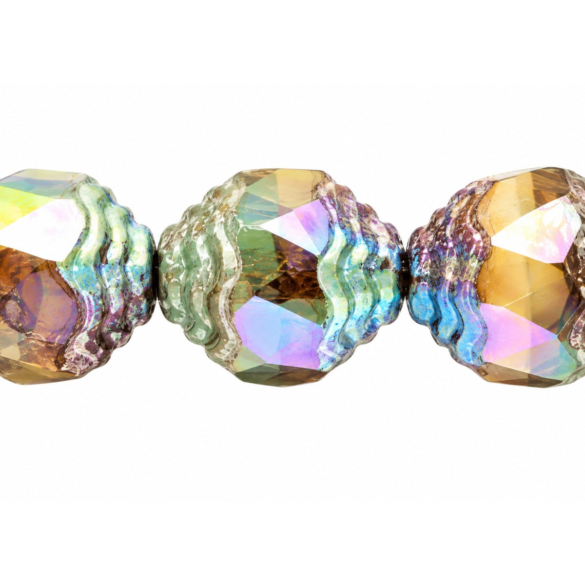 Special Cut Faceted Fire Polished Beads, X1173 Antique Silver Patina Ab (x1173-81002-28701), Glass, Czech Republic