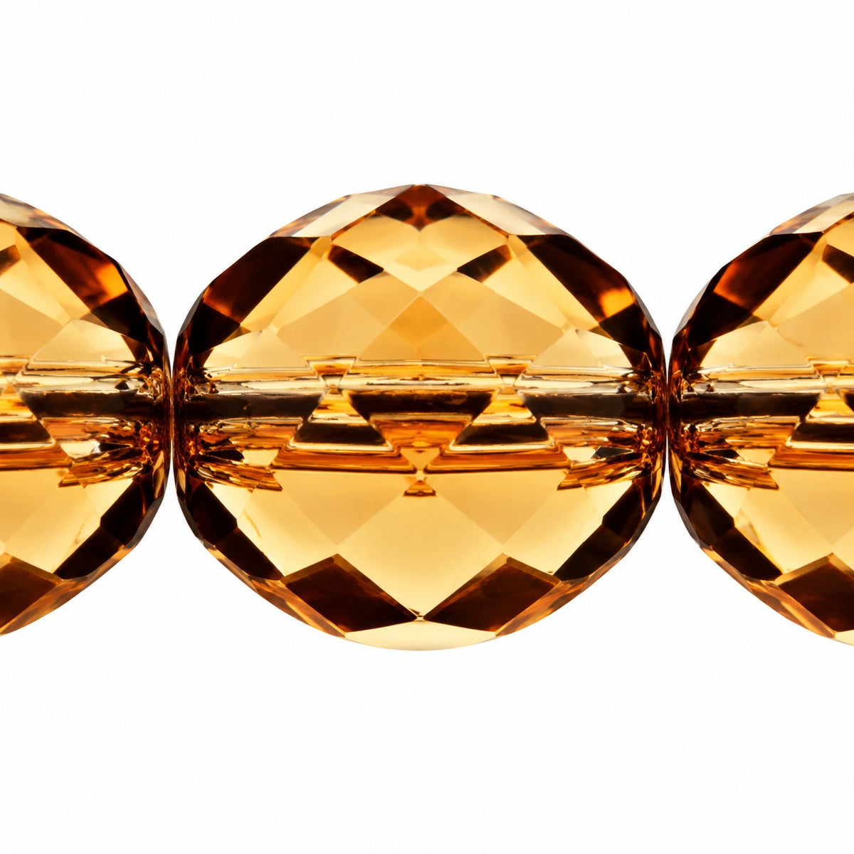 Faceted Round Fire Polished Beads, Transparent Brown (10200), Glass, Czech Republic