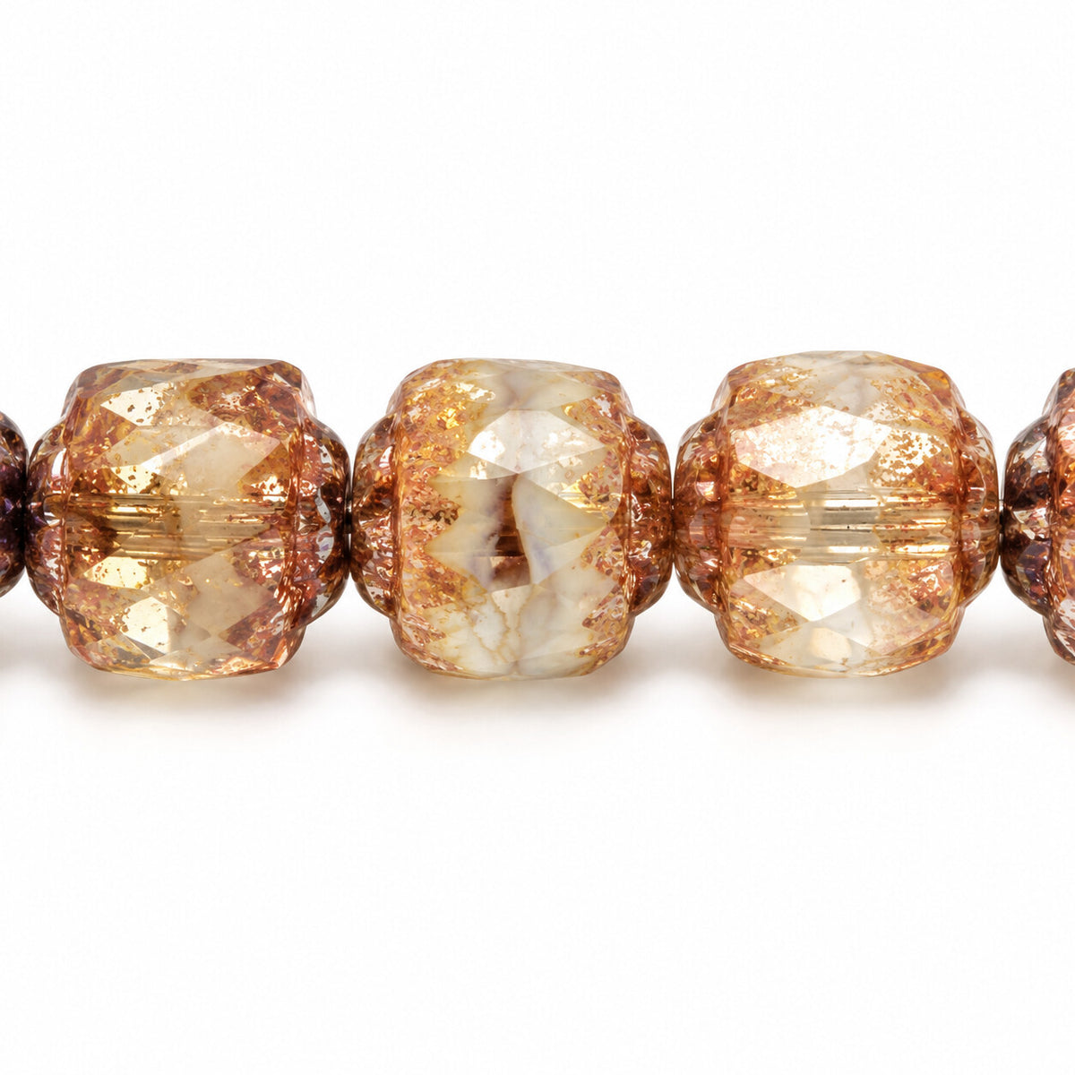 Cathedral Faceted Fire Polished Beads, X1008 Picasso (x1008-43400), Glass, Czech Republic