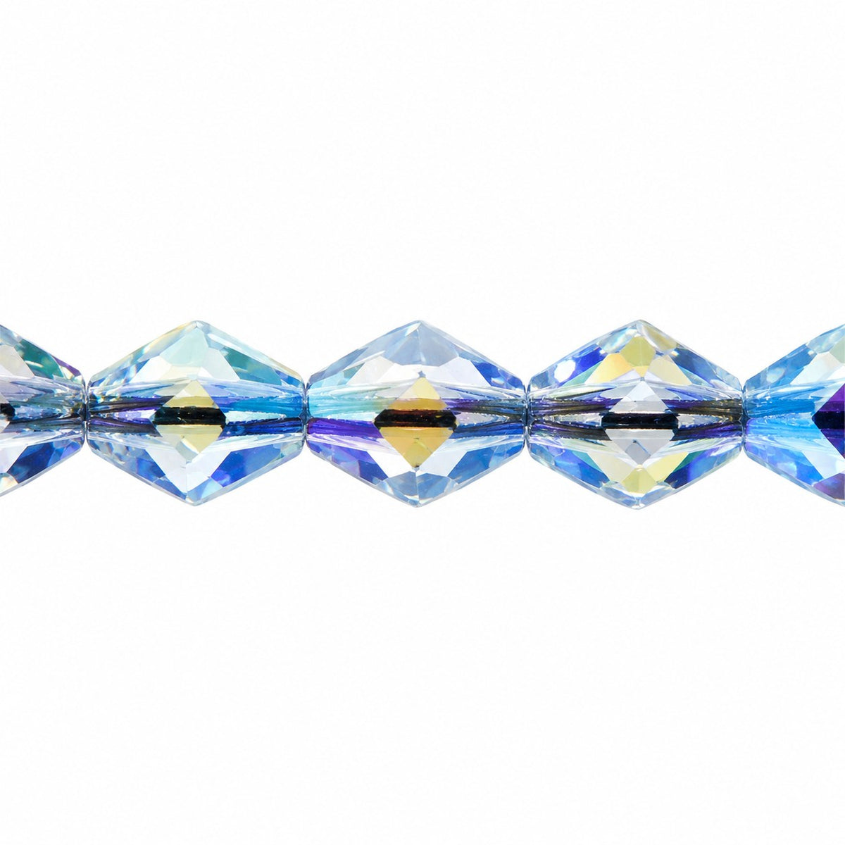 Oval Faceted Beads, Transparent Blue Ab (30010-28701), Glass, Czech Republic