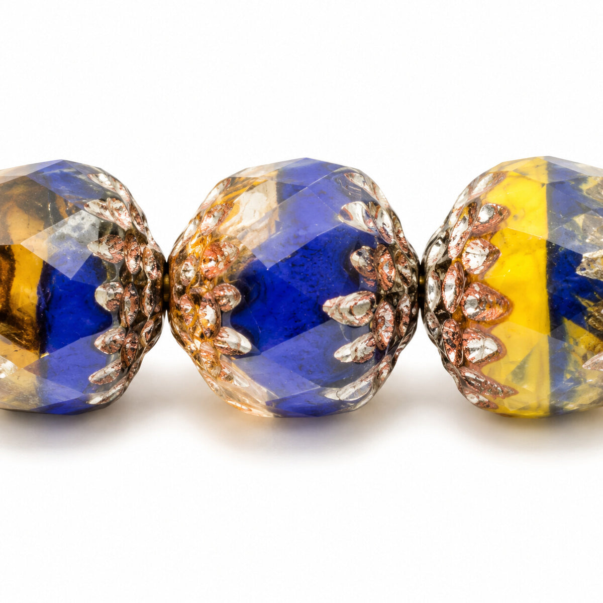 Cathedral Faceted Fire Polished Beads, X1006 Picasso (x1006-43400), Glass, Czech Republic