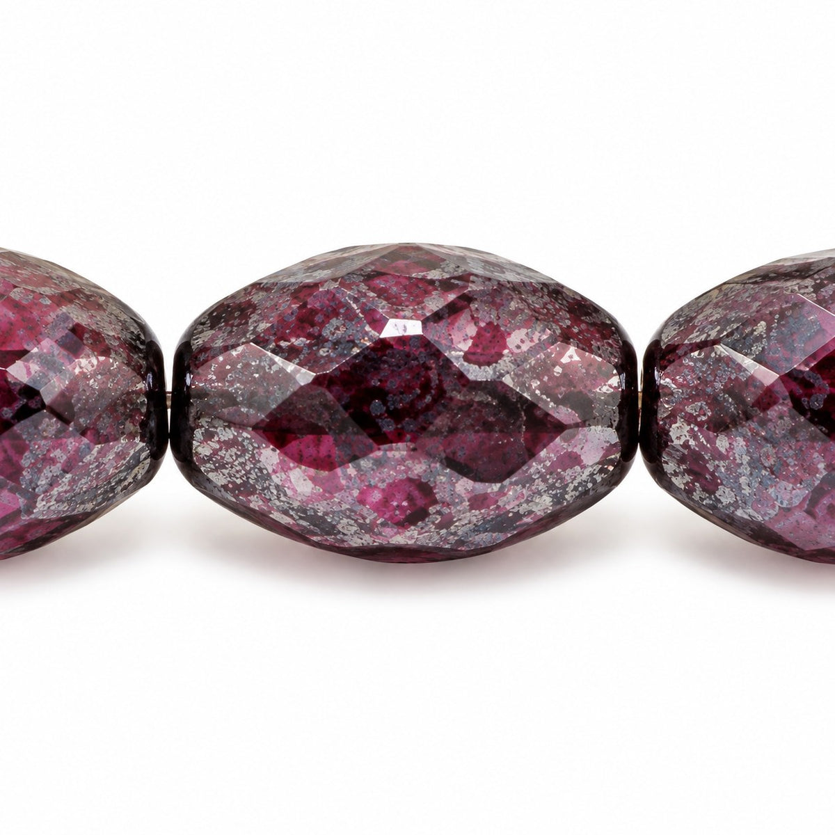 Oval Faceted Beads, Transparent Amethyst Terracotta Blue (20070-15464), Glass, Czech Republic