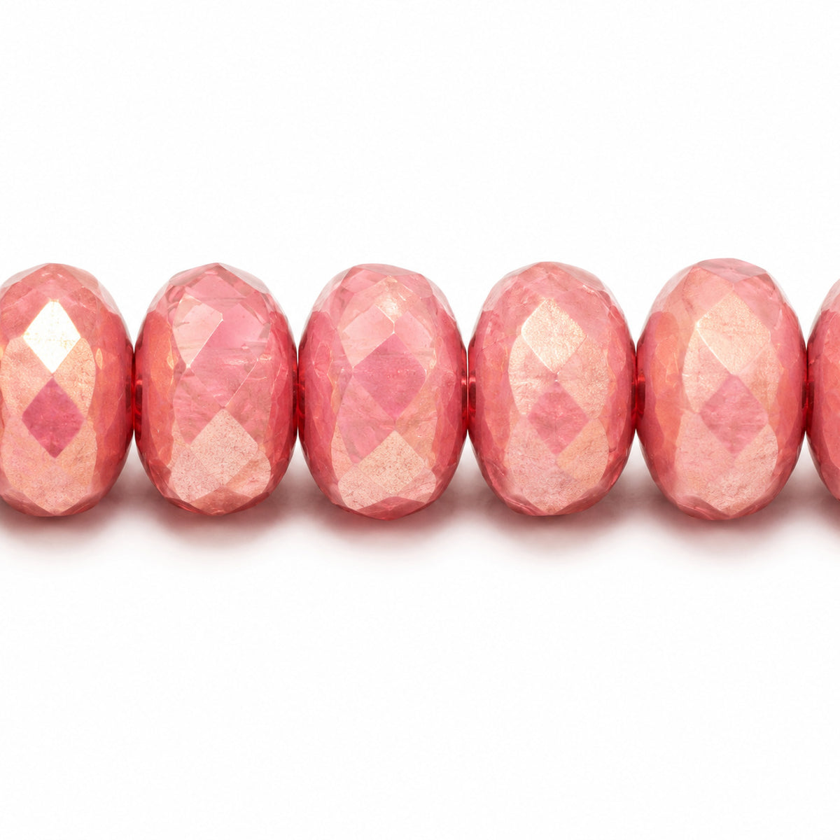 Special Cut Faceted Fire Polished Beads, Chalk White Luster Red Full Coated (03000-14495), Glass, Czech Republic
