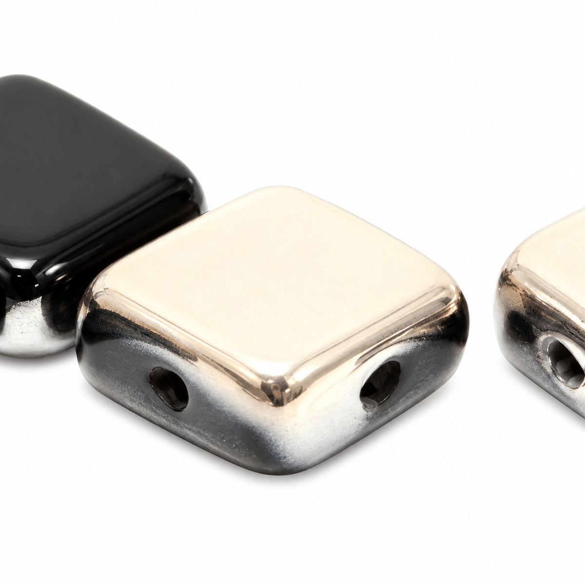2-Hole Tile Beads, Black 27501 (23980-27501), Glass, Czech Republic
